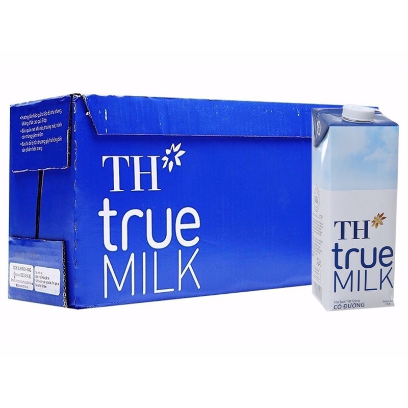 Thùng 12 Lít Sữa Tươi TH True Milk có đường - 12 hộp x 1L