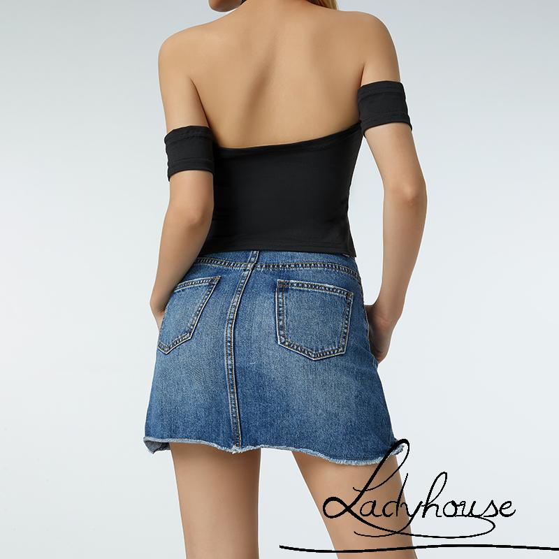 Áo Croptop Trễ Vai Tay Ngắn Dây Đan Chéo Thời Trang Dành Cho Nữ