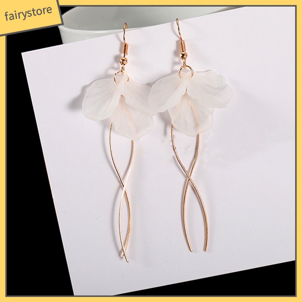 Bông Tai Dáng Dài Hình Hoa Thanh Lịch Cho Nữ