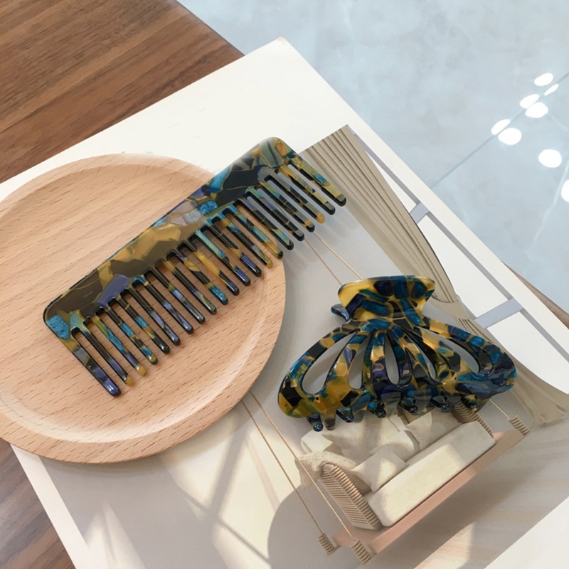 Set 2 Kẹp Tóc Dạng Móng Vuốt Họa Tiết Da Báo Acetate