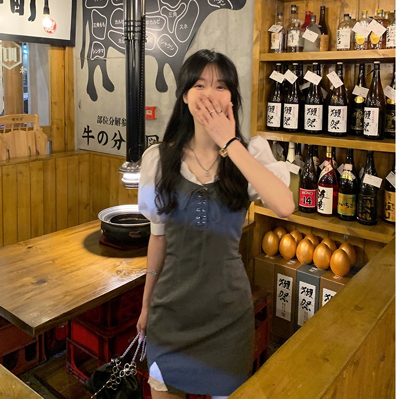 Đầm PERTY giả hai lớp ôm dáng vừa vặn phong cách Hàn Quốc thời trang xinh xắn dành cho nữ