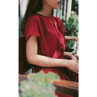 Chicka Chicka - Đầm Koun lụa sophia suông dáng dài màu đỏ (ĐỌC SIZE PHẦN MÔ TẢ)