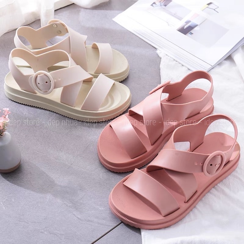 Giày sandal nhựa quai chéo bản lớn đi mưa siêu bền chống trơn Maipy- GL008