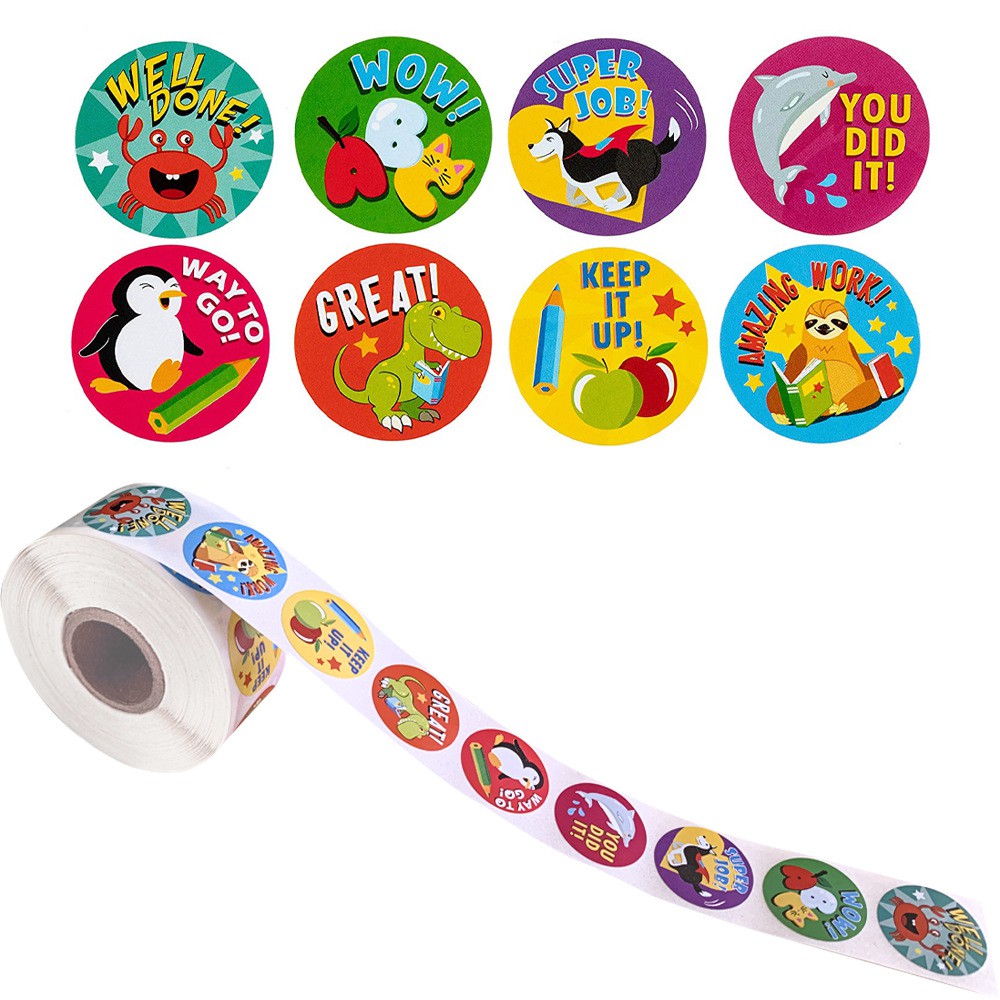 Stickers cuộn khen thưởng cho bé, khích lệ bé học tập 500 sticker/1 cuộn - English For Kid