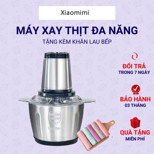 Máy xay thịt cầm tay đa năng gia đình cối inox 4 lưỡi công suất 250W XIAOMIMI 7778865231