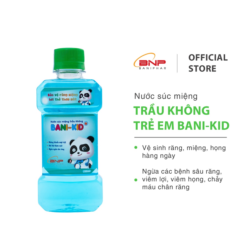 Nước súc miệng diệt khuẩn chống hôi miệng, sâu răng Trầu không cho bé Bani-Kid 350ml