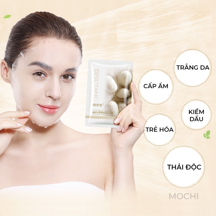 Mặt Nạ Giấy Tơ Tằm Dưỡng Nhan l Thải Độc l Dưỡng Trắng Da Cấp Ẩm Silk Mask Đắp Mặt Tảo Biển Bisutang Nội Địa MOCHI SHOP