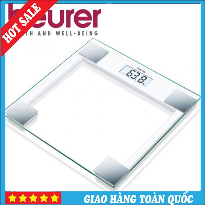 🌸HOT🌸Cân Điện Tử Mặt Kính Trong Cường Lực BEURER GS14 Của Đức Màn Hình LCD, Có Thông Báo Quá Tải, Chịu Lực Tối Đa 150 Kg