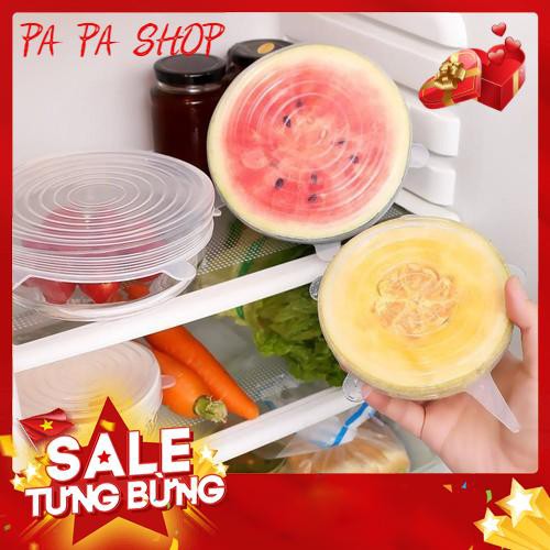 SALE  Bộ 6 nắp đậy silicon có giãn nhiều size bảo quản thực phẩm HOT