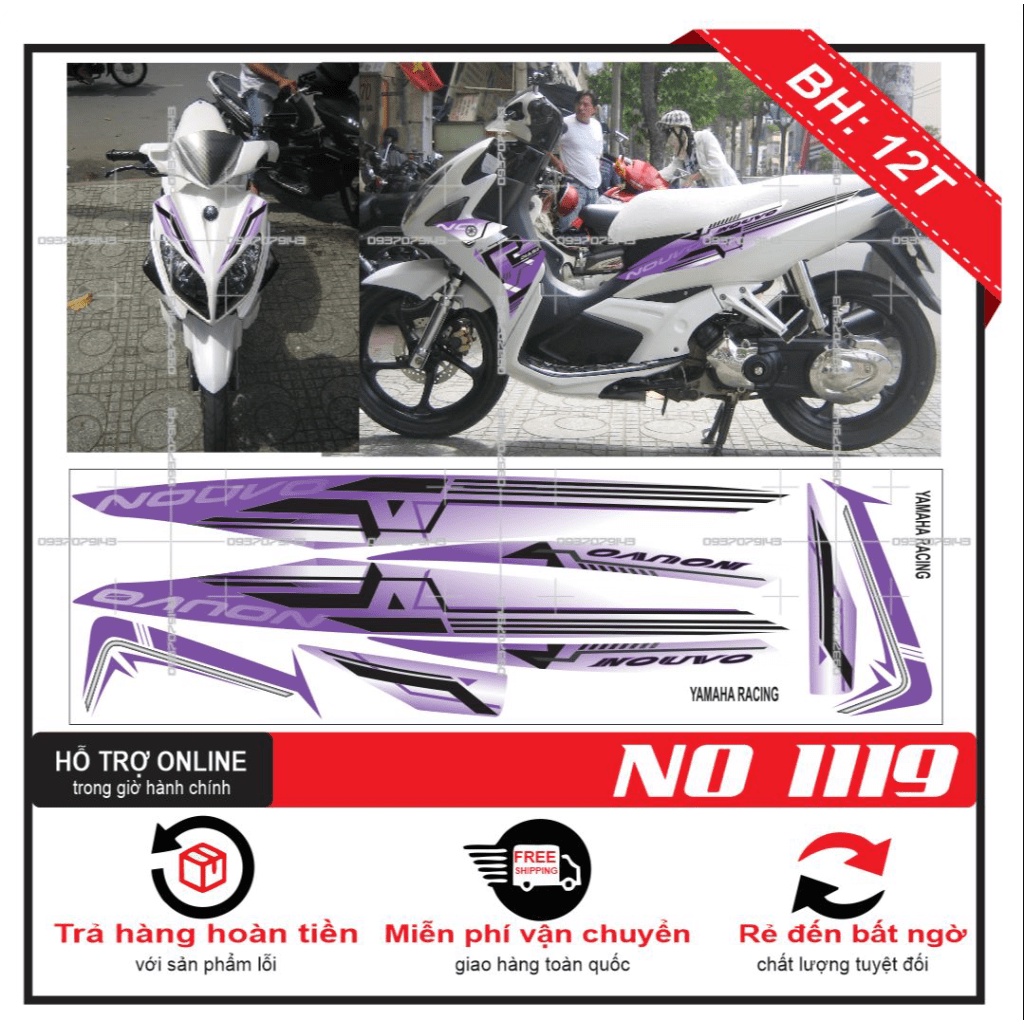 TEM XE NOUVO 4 LX TRẮNG TÍM -- SHIN DECAL 2