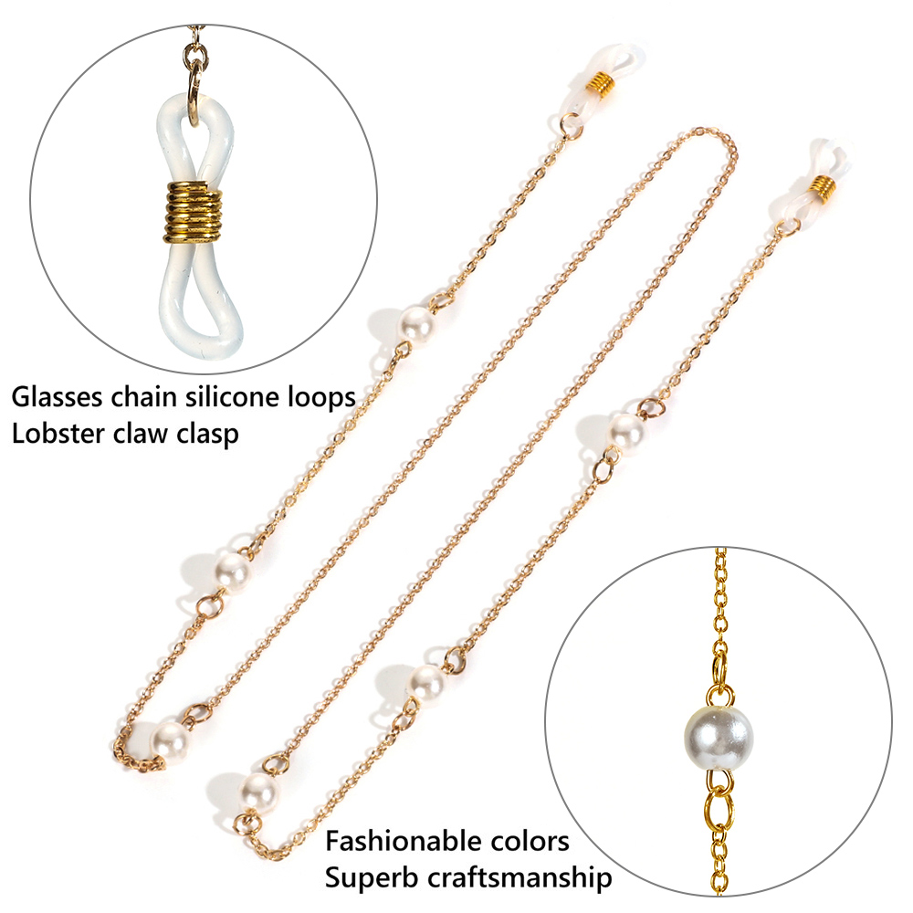 Dây Đeo Mắt Kính Đính Ngọc Trai Giả Thời Trang Chống Trượt
