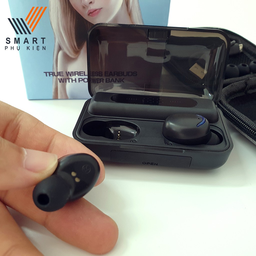 Tai Nghe Bluetooth Amoi F9 Pro, Nhét Tai, có micro Headphone không dây f9, thời trang màu đen, mini đèn led hiện thị | BigBuy360 - bigbuy360.vn