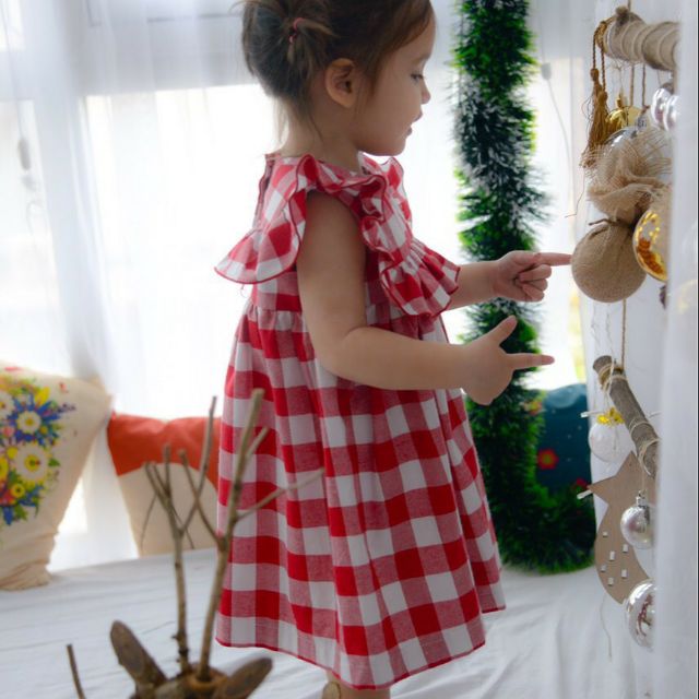Váy kẻ đỏ hàn