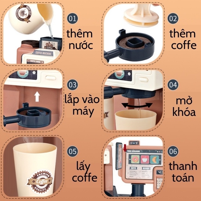 Bộ đồ chơi máy pha cà phê ba trong một đa năng cho bé