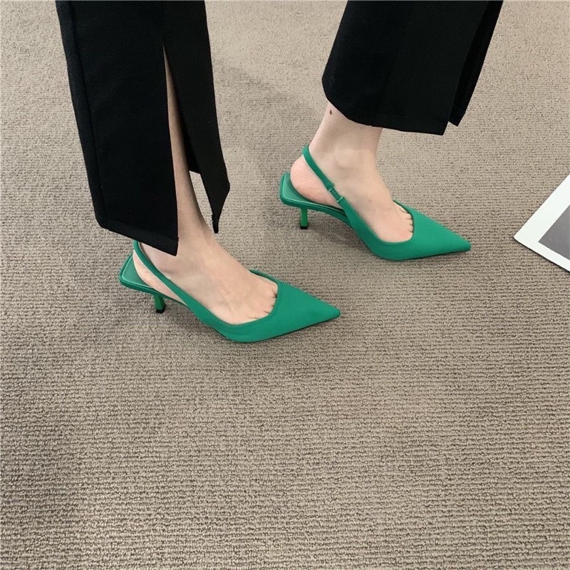 Guốc nữ nhọn quai mảnh 5 màu trẻ trung gót nhọn kiểu thời trang Hàn Quốc hiện đại Ulzzangshop520
