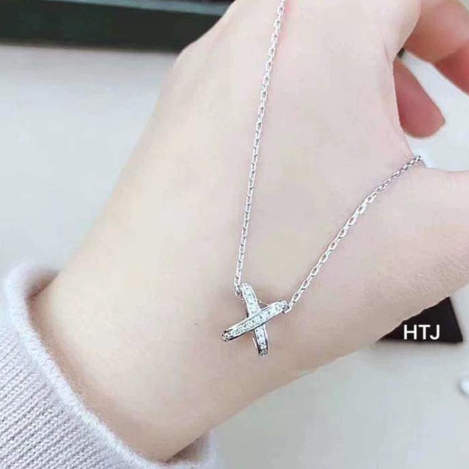 Dây chuyền liền mặt chữ X 3D bạc ta_van jw