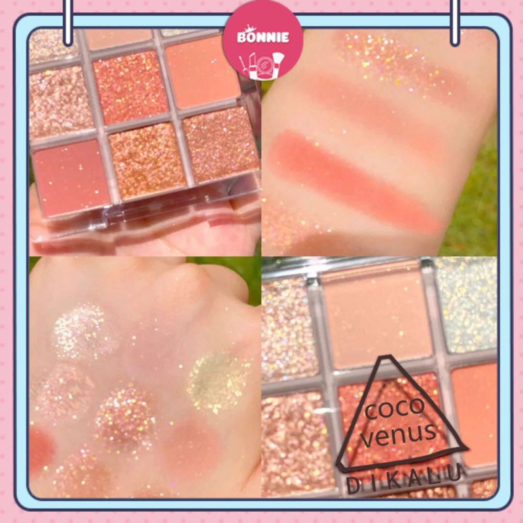 Bảng Phấn Mắt Nhũ🍑FREESHIP🍑phấn trang điểm mắt 9 Ô Dikalu Tông Màu Nâu Cam Vàng | BigBuy360 - bigbuy360.vn