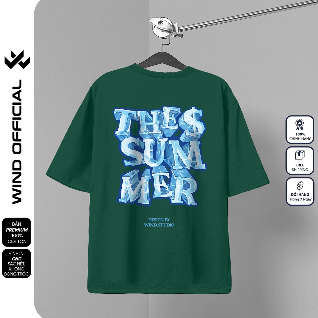 Áo thun tay lỡ unisex WIND phông form rộng 65% cotton ICE nam nữ oversize ulzzang