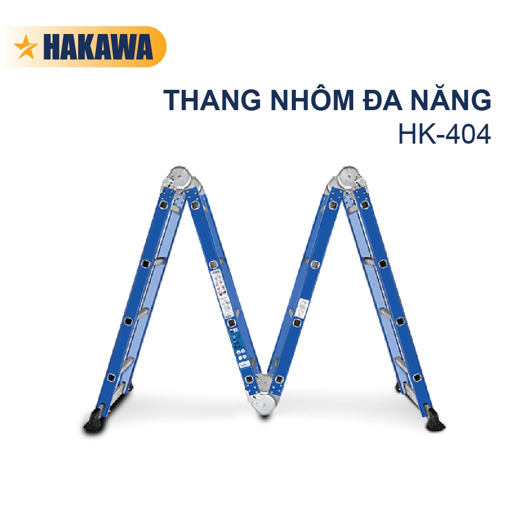 Thang nhôm đa năng 4 khúc cao cấp HAKAWA - HK-404 (xanh dương ) - Phân phối chính hãng - Bảo hành 2 năm