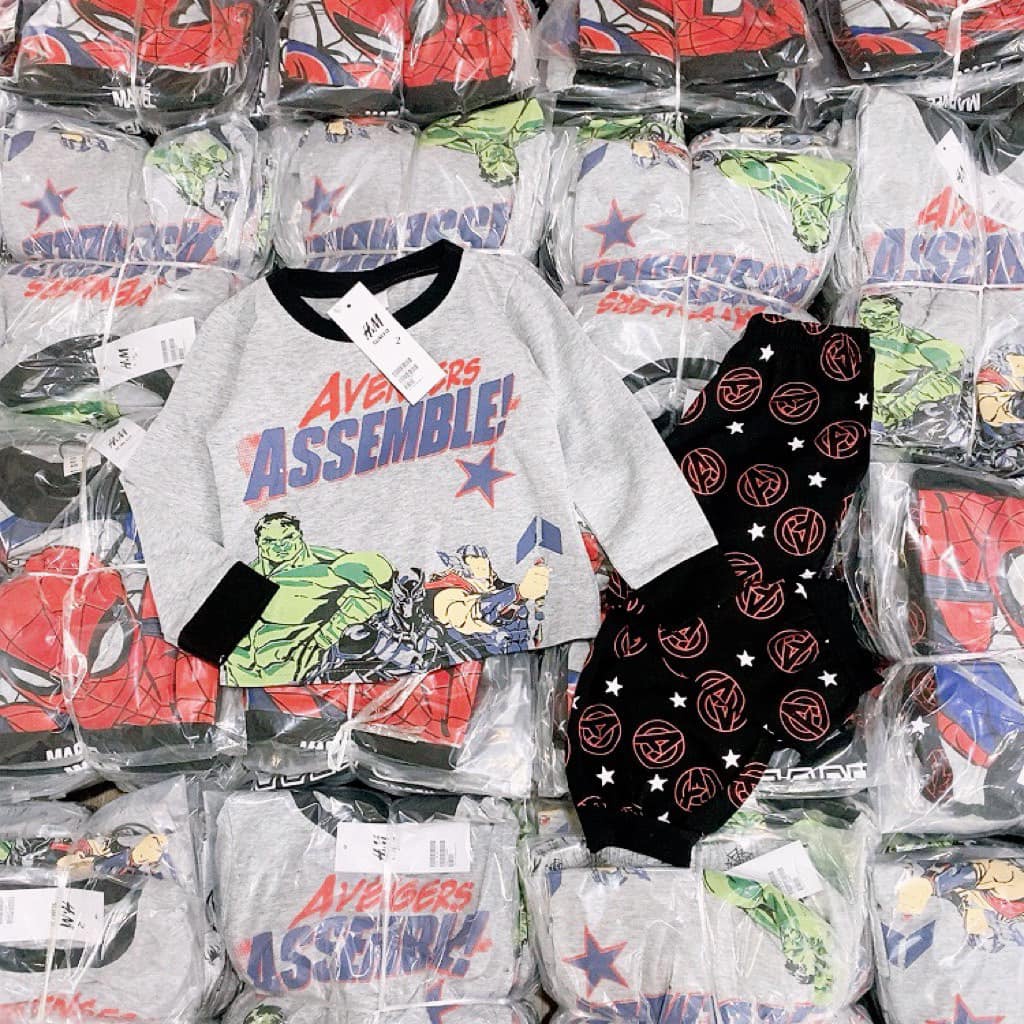 Bộ bé trai thu đông dài tay Combo 2 bộ cotton in hình Spiderman