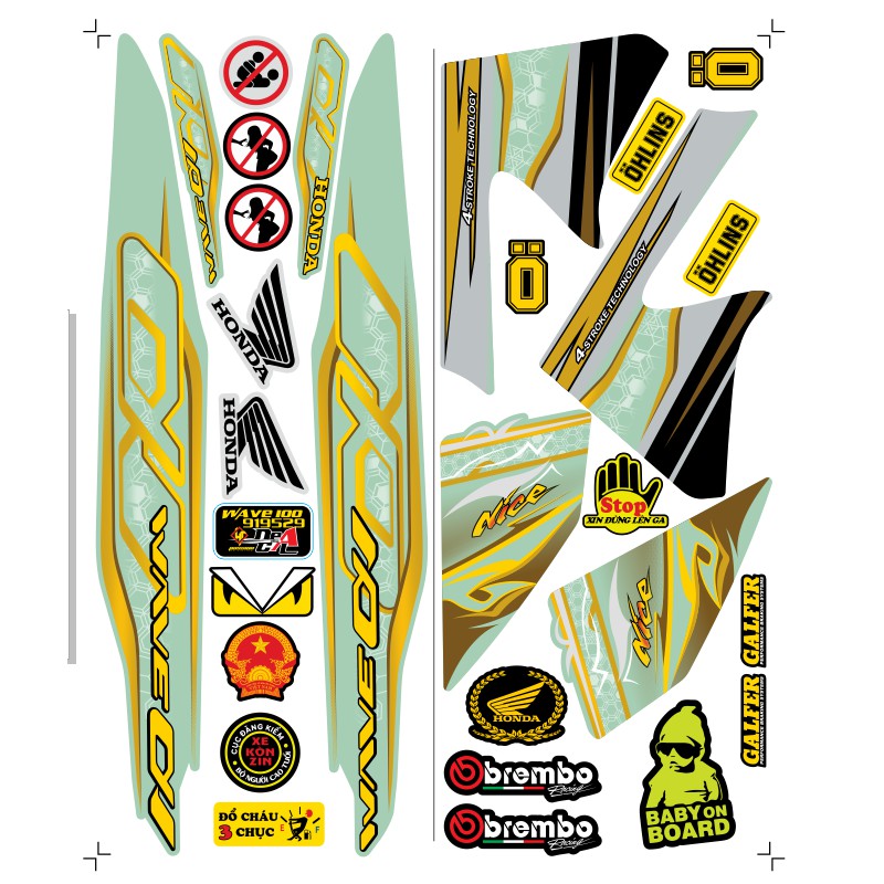 Tem rời Wave a 50 - 100 cc Đời 2006-2016 Mẫu Alpha zin 2021 Phiên Bản Các Màu 919529