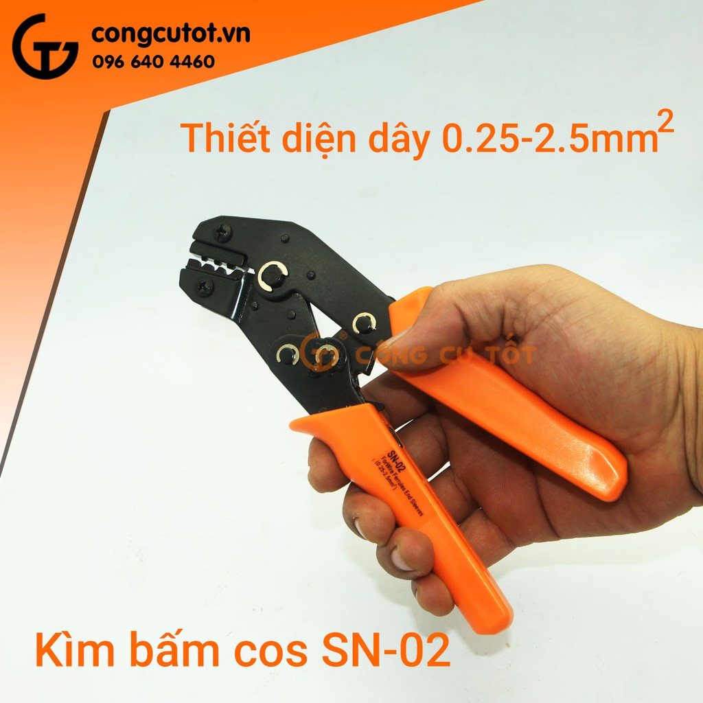 Kìm bấm cos tròn và cos chỉa trần đầu cho dây