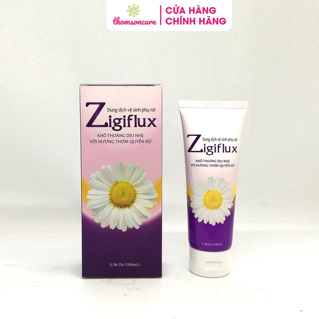 Dung dịch vệ sinh phụ nữ Zigiflux chai 100ml khử mùi giảm ngứa huyết trắng thành phần có nano bạc và lá trầu không