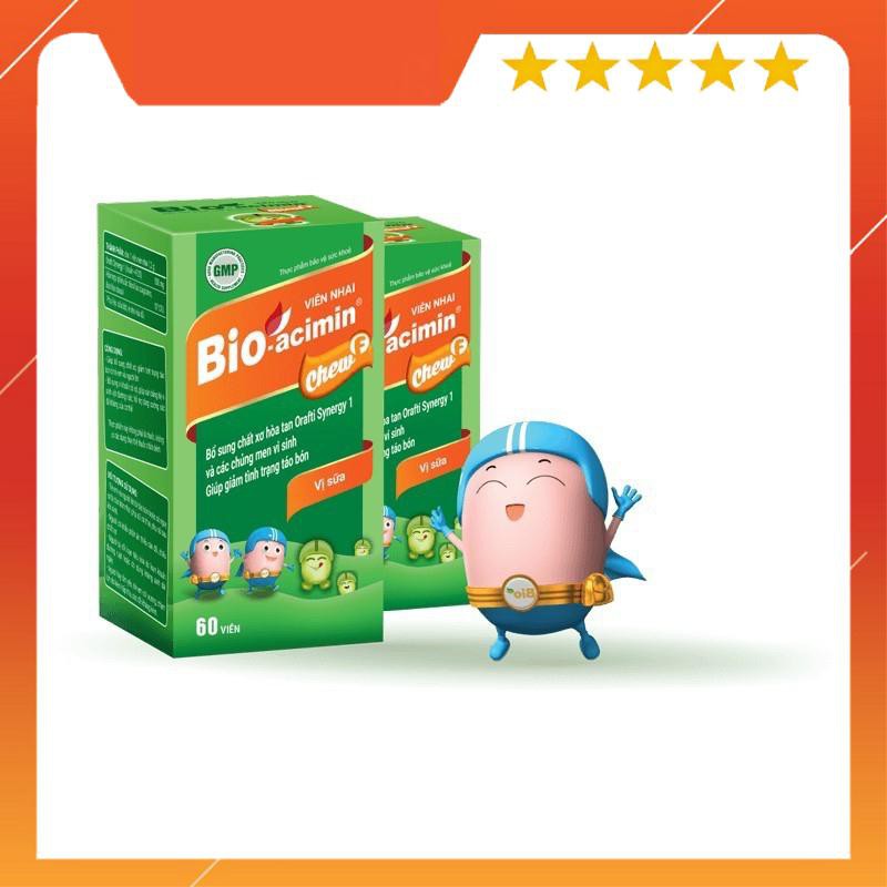 Viên nhai BIO-ACIMIN CHEW F vị sữa [Hộp 60 viên] - Bổ sung chất xơ, hết táo bón - Bioacimin / Fiber | Thế Giới Skin Care