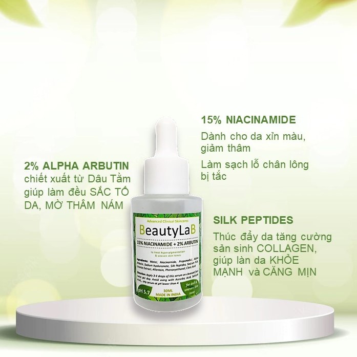 Serum trắng da CAO CẤP 15% Niacinamide 3% Alpha Arbutin