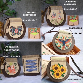 TÚI GỖ TRÒN TÚI VINTAGE TÚI BOHO handmade