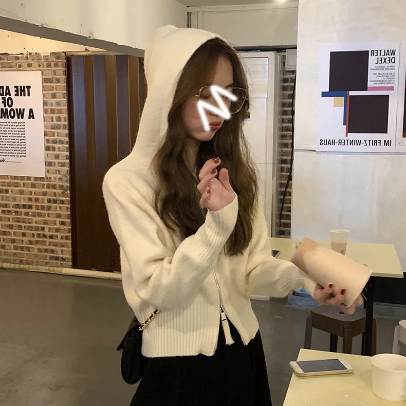 SUXI Áo Khoác Dệt Kim Có Mũ Tay Dài Kiểu Hàn Quốc Thời Trang Mùa Thu Mới Cho Nữ