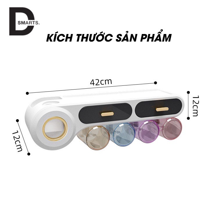 Bộ Nhả Kem Đánh Răng Tự Động, Kệ Để Đồ Phòng Tắm Cao Cấp Kèm Miếng Dán