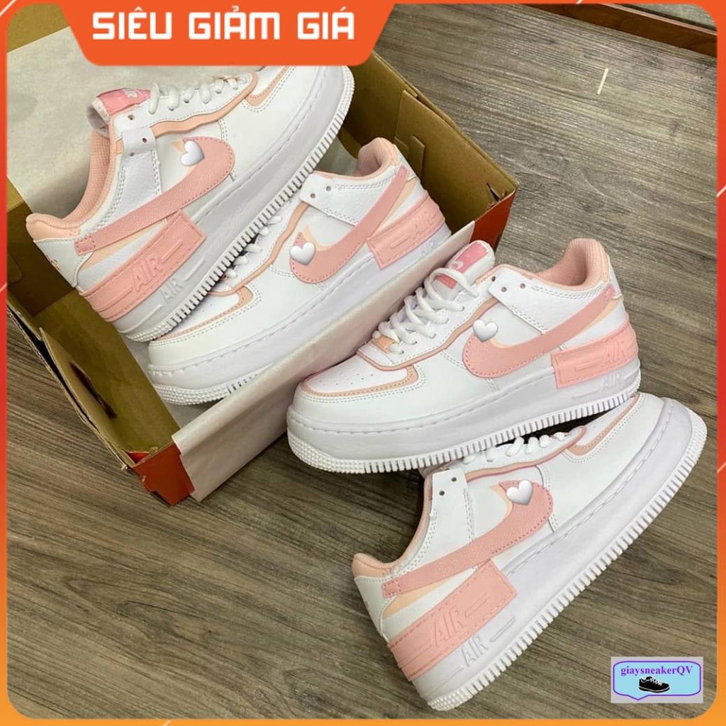 Giày thể thao Air Force 1 Shadow White Coral Pink  trắng hồng giá siêu sốc, phong cách cho nữ