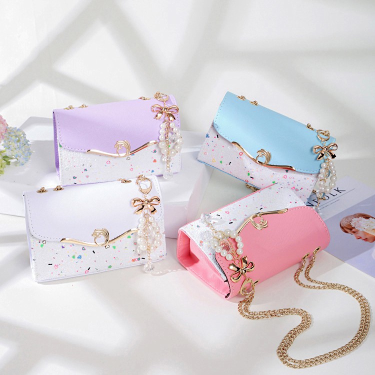 Túi Đeo Chéo Nữ Da Mềm Dễ Thương Khóa Gài T31 Tím Hoa Sim