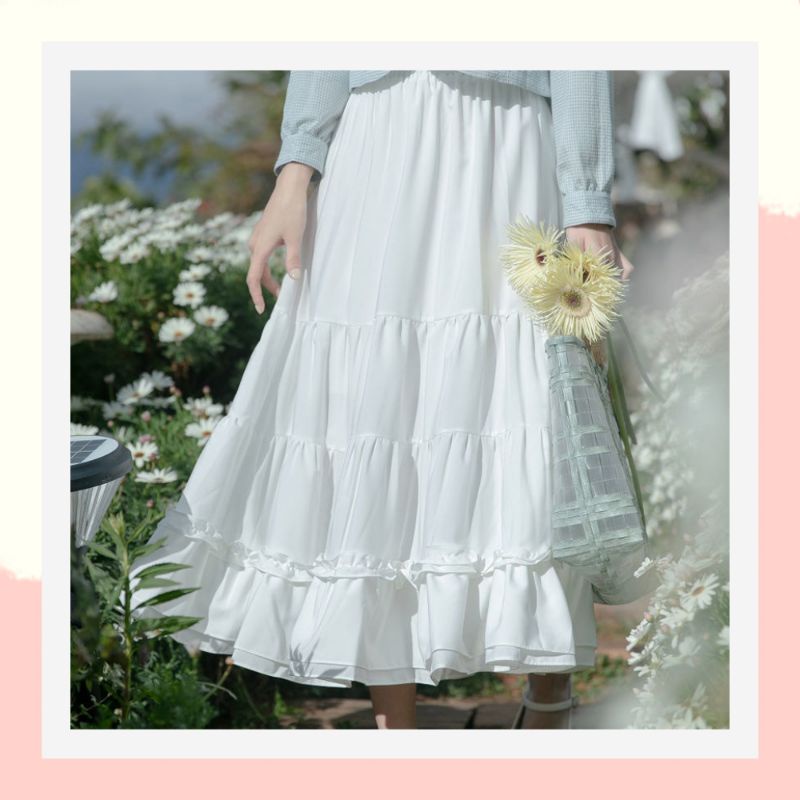 Chân váy dài xếp tầng bánh bèo dễ thương phòng cách hàn quốc,chân váy rời dài bigsize chữ a dành cho người mập chun 10