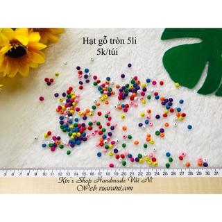 Hạt Gỗ đủ màu xinh xắn dùng trang trí dùng làm sách vải, xỏ vòng tay, làm đồ handmade, decor nhà cửa hàng