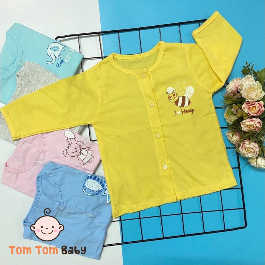 COMBO 5 áo sơ sinh cotton Thái Hà Thịnh | Mẫu Tay Dài Màu Cài Nút Giữa | Size 1-5 cho bé sơ sinh -12kg | quần áo trẻ em