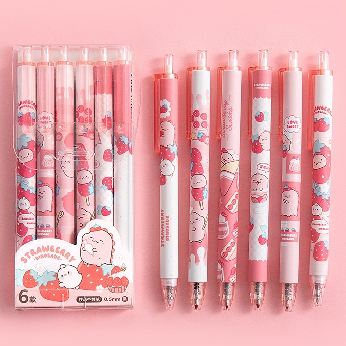 Bút Bi Bấm Hoạt Hình Mực Bút Gel Đen 0.5mm - Văn Phòng Phẩm Haku