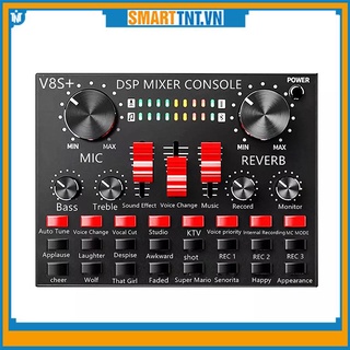 (chuẩn phòng thu) Sound card V8,V8s,V8S+ kết nối không dây Bluetooth, Có AutoTune Chuẩn Phòng Thu, hàng đẹp Smarttnt.vn
