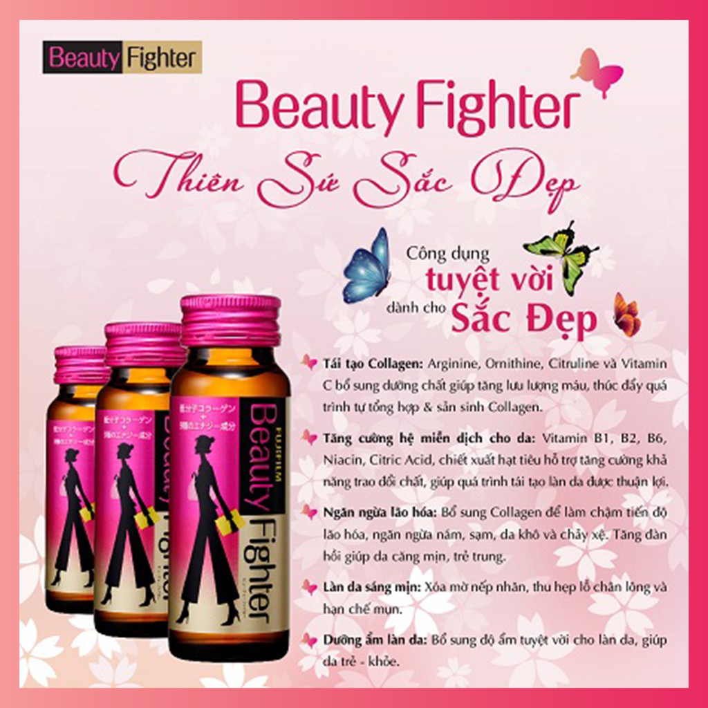 [CHÍNH HÃNG] Collagen dạng nước giữ dáng đẹp da Fujifilm Beauty Fighter (10 lọ x 50ml)