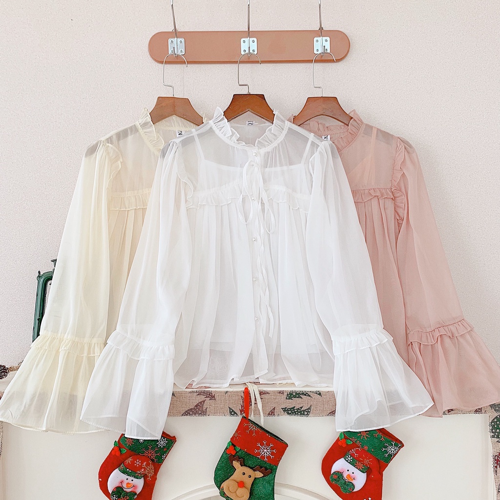 [Mã FAMARAL1 giảm 10K đơn 50K] [ẢNH THẬT] - Áo sơ mi tiểu thư ulzzang 2 lớp - SM09 - jannahouse