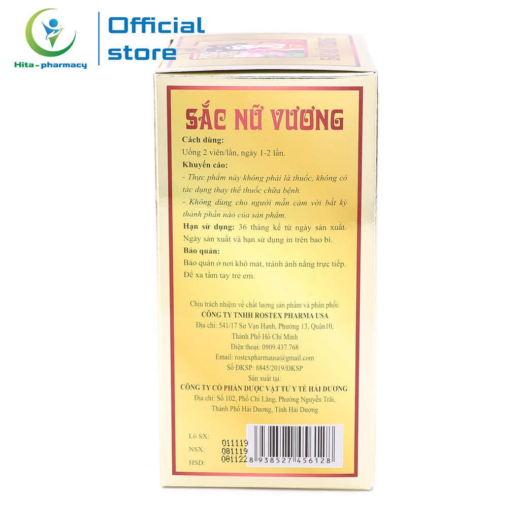 Viên uống Sắc Nữ Vương ROXTECH bổ sung collagen, isoflavon đẹp da, tăng nội tiết tố nữ - 60 viên (Sắc Nữ Vương)