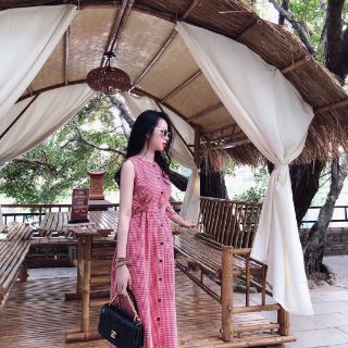 ĐẦM MAXI CARO CỘT EO KÈM ẢNH VÀ VIDEO THẬT
