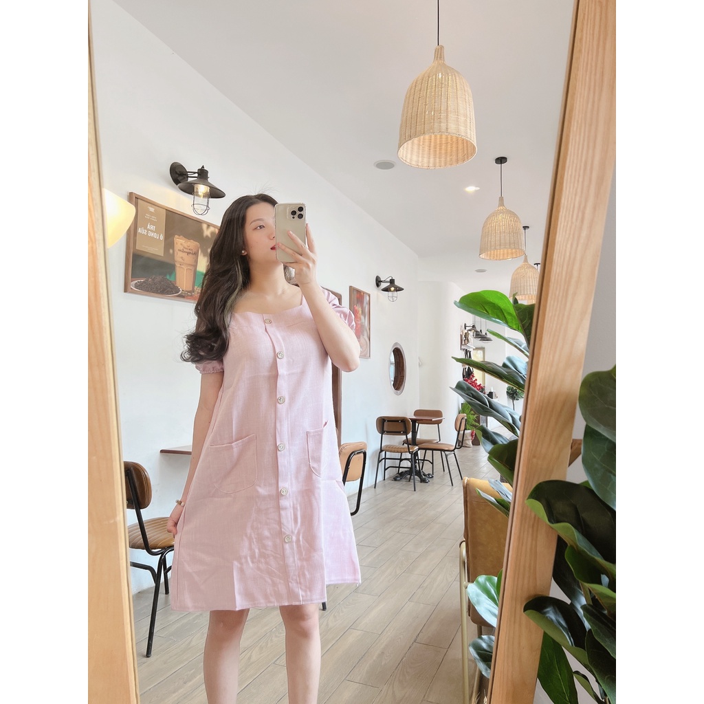Váy bầu cổ vuông thiết kế công sở xinh xắn MSP266 hàng freesize Mom and Baby