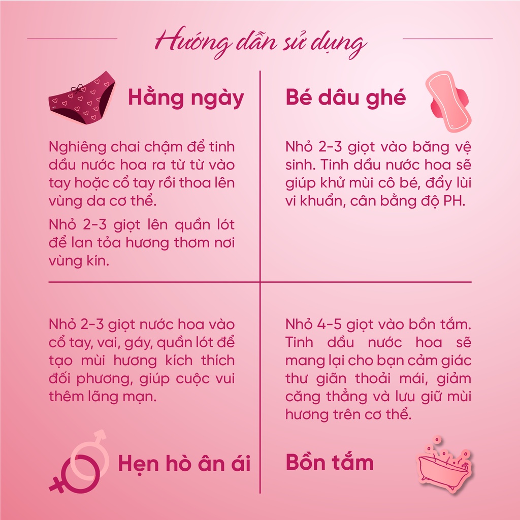 COMBO 2 CHAI - Nước Hoa Cô Bé 2ml Lưu Hương Thơm Lâu Quyến Rũ - Nước Hoa Vùng Kín Nữ ROSE Chính Hãng