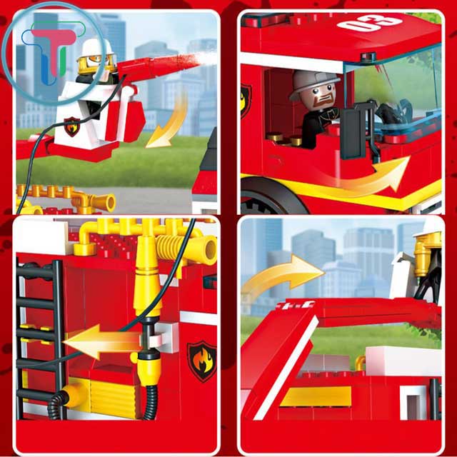 Lego COGO Lắp Ráp Xe Cứu Hỏa 328 Chi Tiết