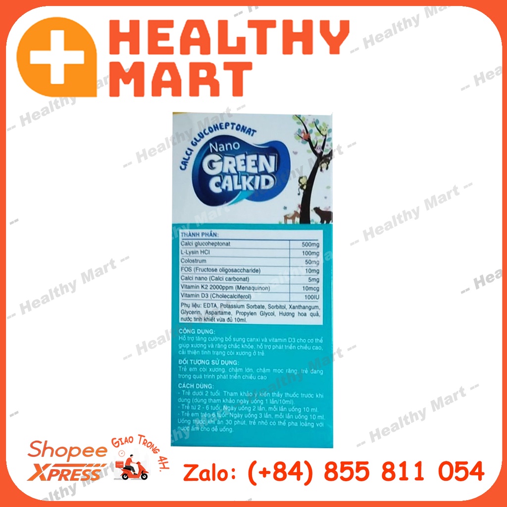 ✔️️️Calcium cho bé Green CalKid Nguyên Liệu Nhập Khẩu Hộp 20 ống