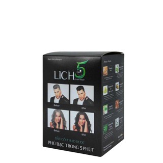 Dầu gội phủ bạc  đen tóc Lich5 hộp 10 gói