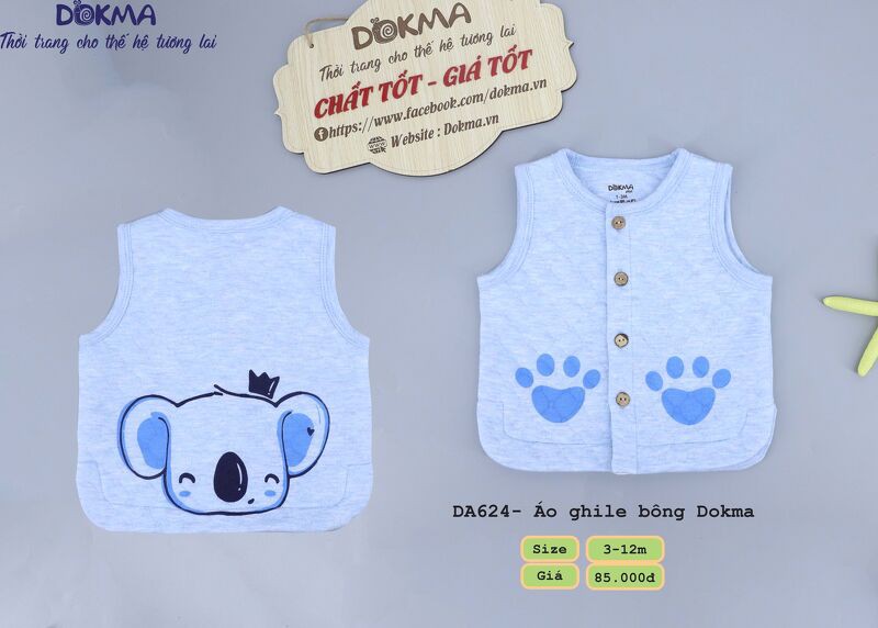 Áo gile bông Dokma DA624 - SIZE 3-12M