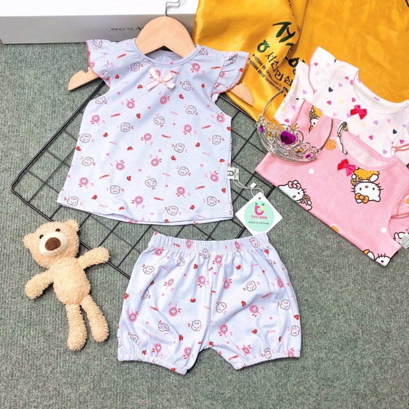 Đồ bộ bé gái bộ bé gái cánh tiên vải thun borip thoáng mát, co giãn hút mồ hôi